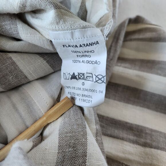 Linen Jumpsuit by Flavia Aranha Wide Stripe Overalls Beige Minimal Neutral Beach - Picture 11 of 12